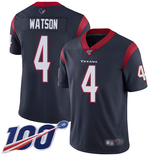 Houston Texans Limited Navy Blue Men Deshaun Watson Home Jersey NFL Football 4 100th Season Vapor Untouchable